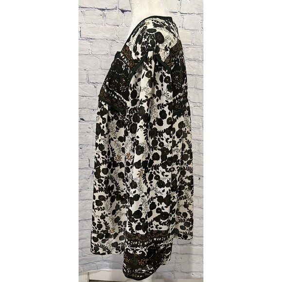 Preswick & Moore Green & Cream Plus Size floral print Blouse top shirt 3X - Picture 3 of 6